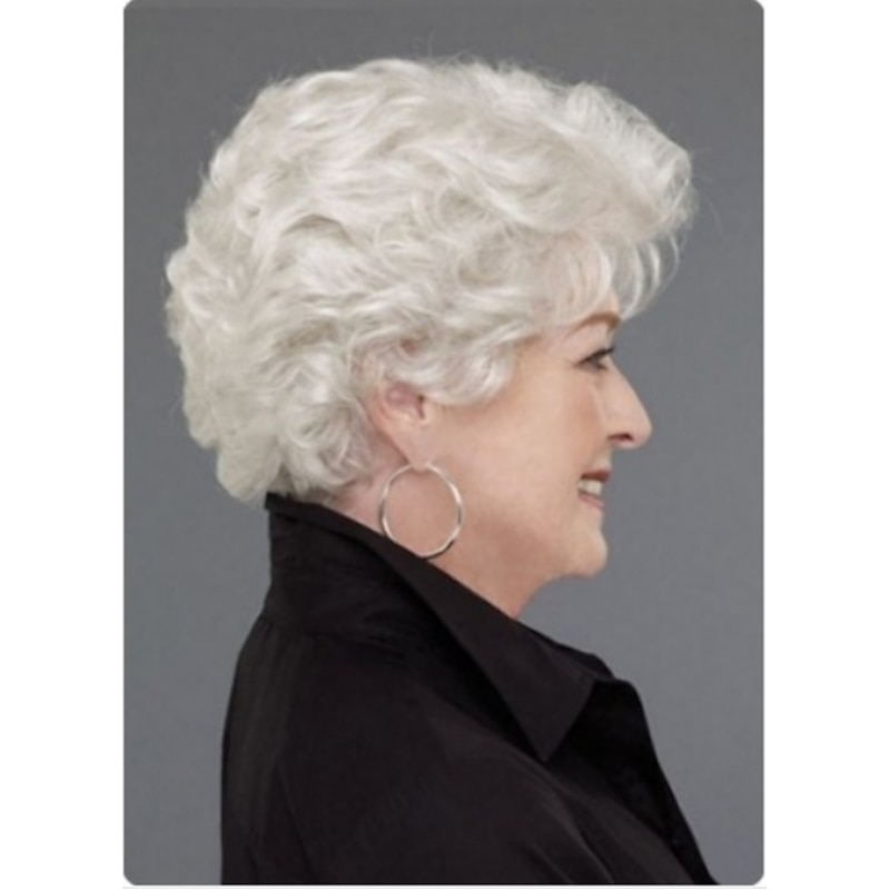 Gray Wigs for Women Synthetic Wig Wavy Matte Layered Haircut Deep Parting Wig Short Creamy-White Synthetic Hair Women's  Simple Classic Women White Wigs2