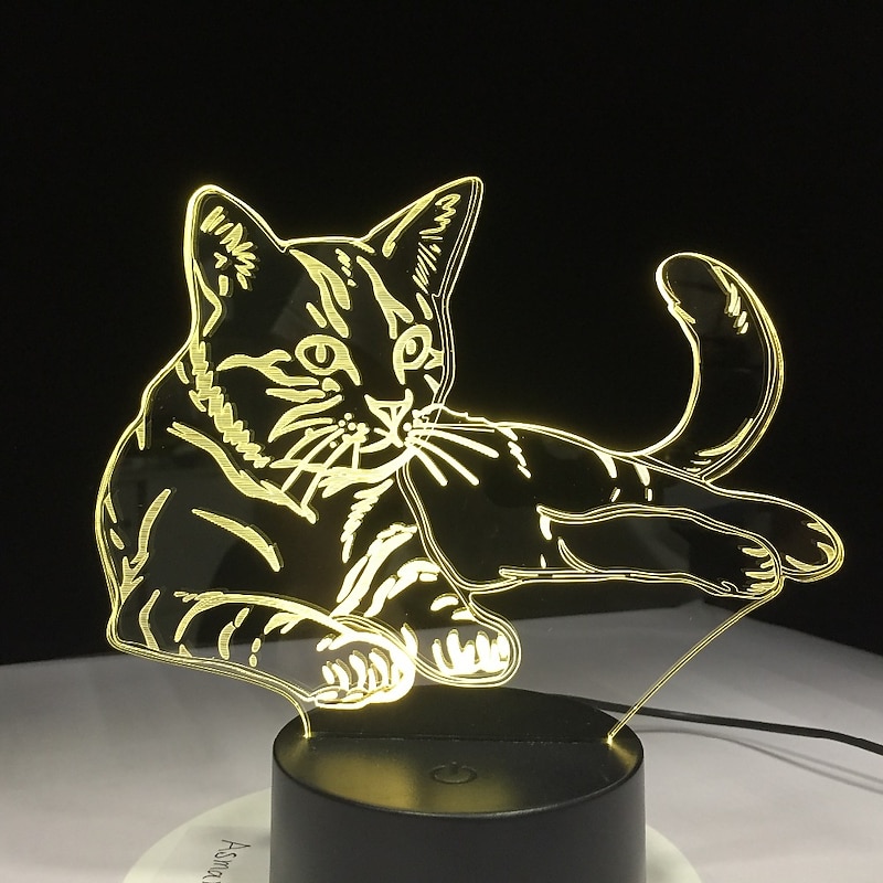 3D LED Night Light Pet Cat Illusion USB Beside Table Lamp 7 Colors Changing Touch Switch Decoration Night Lamp Birthday Present Lover Theme Toy4