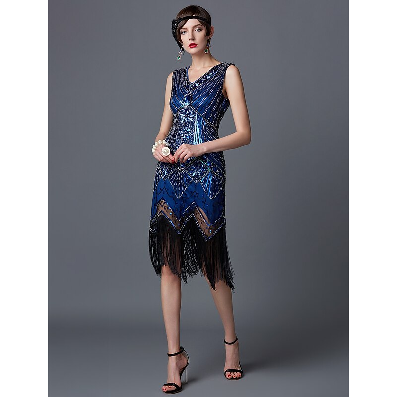 Roaring 20s 1920s Cocktail Dress Knee Length Flapper Dress Dress Halloween Costumes The Great Gatsby Charleston Wedding Guest Sequins Patchwork Fancy Dress Women's Wedding Party Wedding Guest3