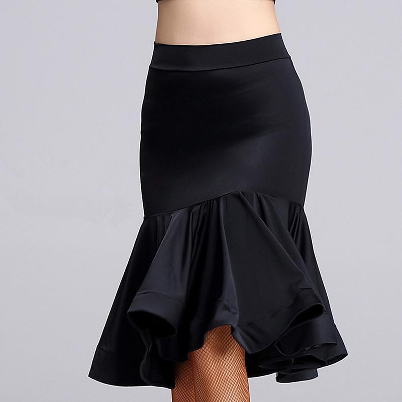 Latin Dance Skirts Draping Split Ruching Women's Training Performance Dropped Spandex4