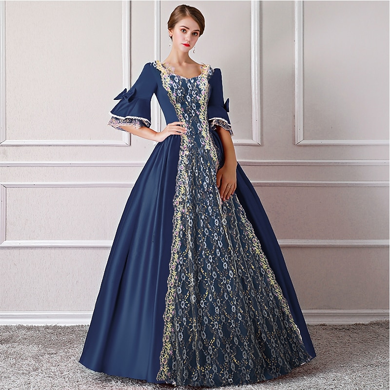 Plus Size Rococo Victorian Dress Cosplay Costume Masquerade Plus Size Normal Customized Cinderella Queen Victoria Lace Lace Print Ball Gown Fancy Dress Women's Royal Christmas Halloween Carnival4