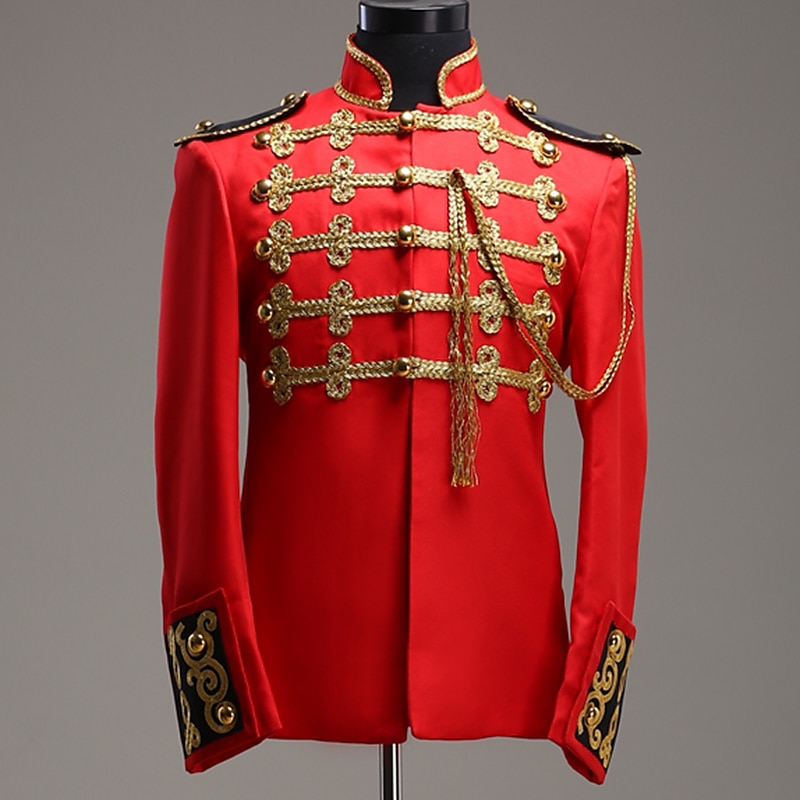 Coat Vintage Medieval Napoleon Jacket Coat Masquerade Outerwear Prince Aristocrat Vintage Embroidered Fancy Dress Men's Party Halloween Queen's Platinum Jubilee 2022 Adults' Coat