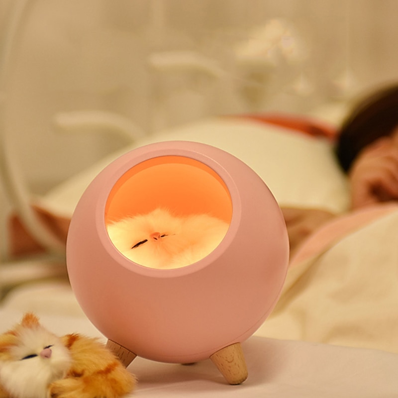 Touch Dimming Kitten Night Light Pet House Atmosphere LED Night Light Cat House Touch Dimming Table Lamp For Kids Bedroom Gifts3