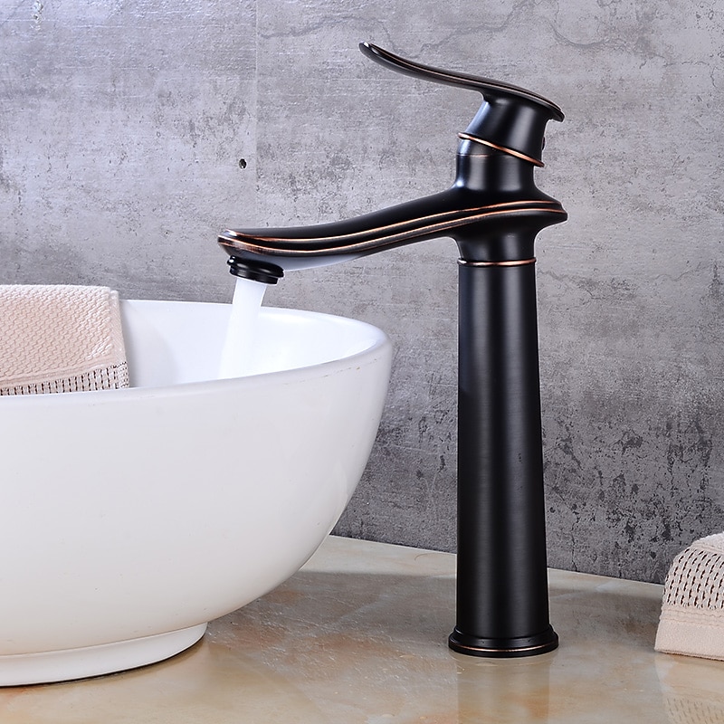 Bathroom Sink Faucet,Single Brass Free Standing Single Handle One Hole Bath Taps with Hot and Cold Switch3