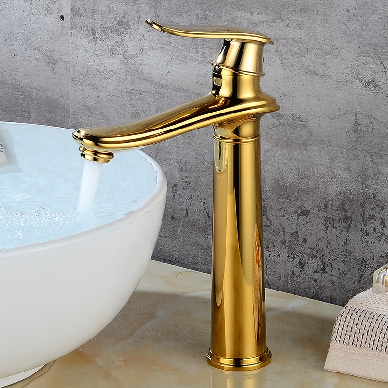 Bathroom Sink Faucet,Single Brass Free Standing Single Handle One Hole Bath Taps with Hot and Cold Switch2