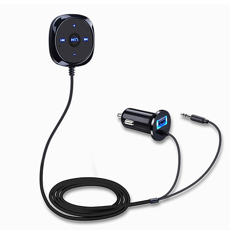 Bluetooth Car Kit - Handsfree Speaker & MP3 Wireless Receiver for Music Streaming and Calls, 3.5mm AUX & 5V/2.1A USB Car Charger