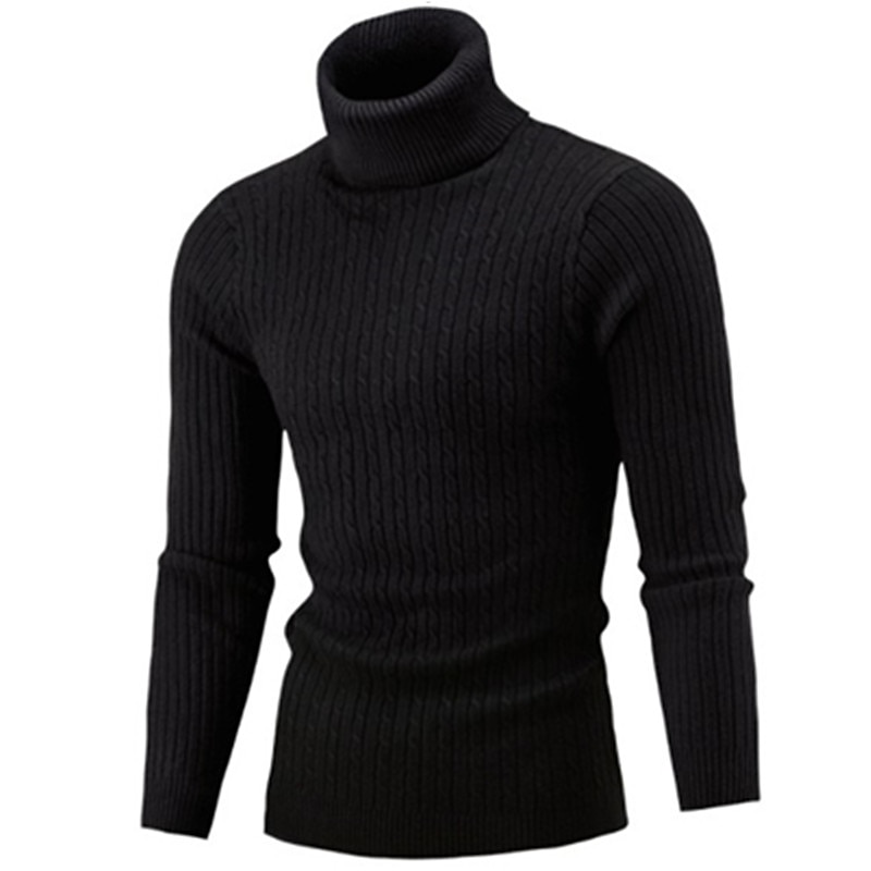 Men's Sweater Turtleneck Sweater Pullover Knit Knitted Braided Solid Color Turtleneck Vintage Style Soft Home Daily Clothing Apparel Winter Fall Black Wine S M L2