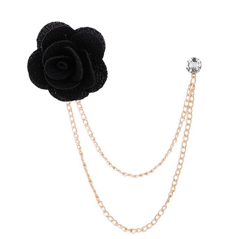 Men's Crystal Brooches Link / Chain Creative Flower Vertical / Gold bar Fashion Basic Classic Trendy Rock Brooch Jewelry Camel Assorted Color Black For Wedding Party Engagement Promise Festival2