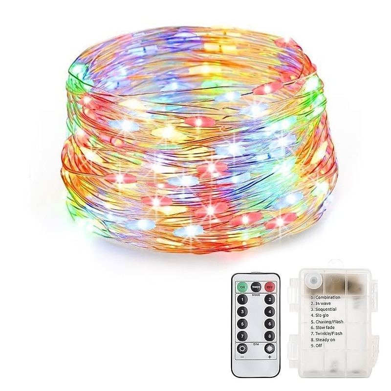 20m String Lights 200 LEDs Warm White RGB White Waterproof Creative Party Batteries Powered