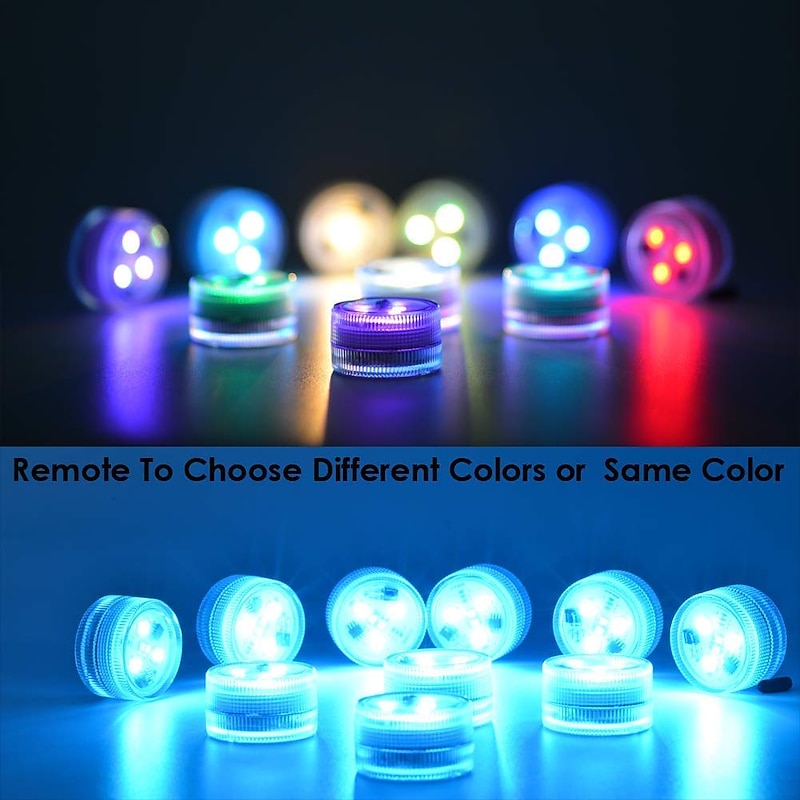 10pcs Submersible LED Lights Underwater Multicolor Lights Waterproof Remote Controlled RGB Swimming Pool Suitable for Tub Pond Vases Aquariums2