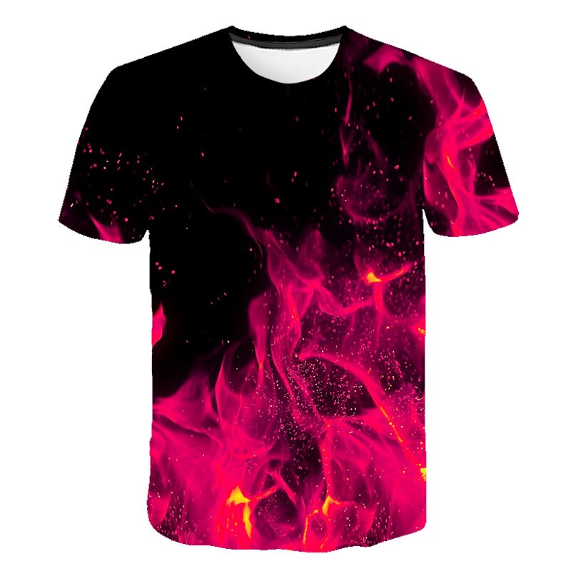 Men's Graphic Hellfire Flames Flame Shirt T Shirt Flame Shirt Short Sleeve T shirt Round Neck Shirt Streetwear Exaggerated Club Beach Blue Fuchsia Orange Summer Clothing Apparel Asian Size S M L XL3