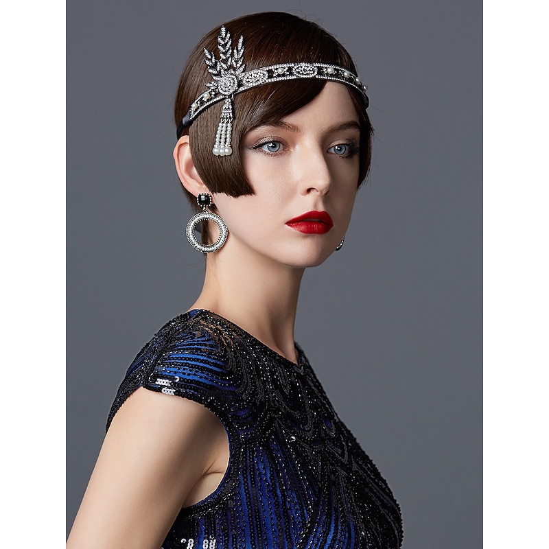 The Great Gatsby Charleston Gentlewoman Retro Vintage Roaring 20s 1920s Lace Up The Great Gatsby All Seasons Headpiece Flapper Headband Women's Adults Tassel Fringe Costume Vintage Cosplay Party2