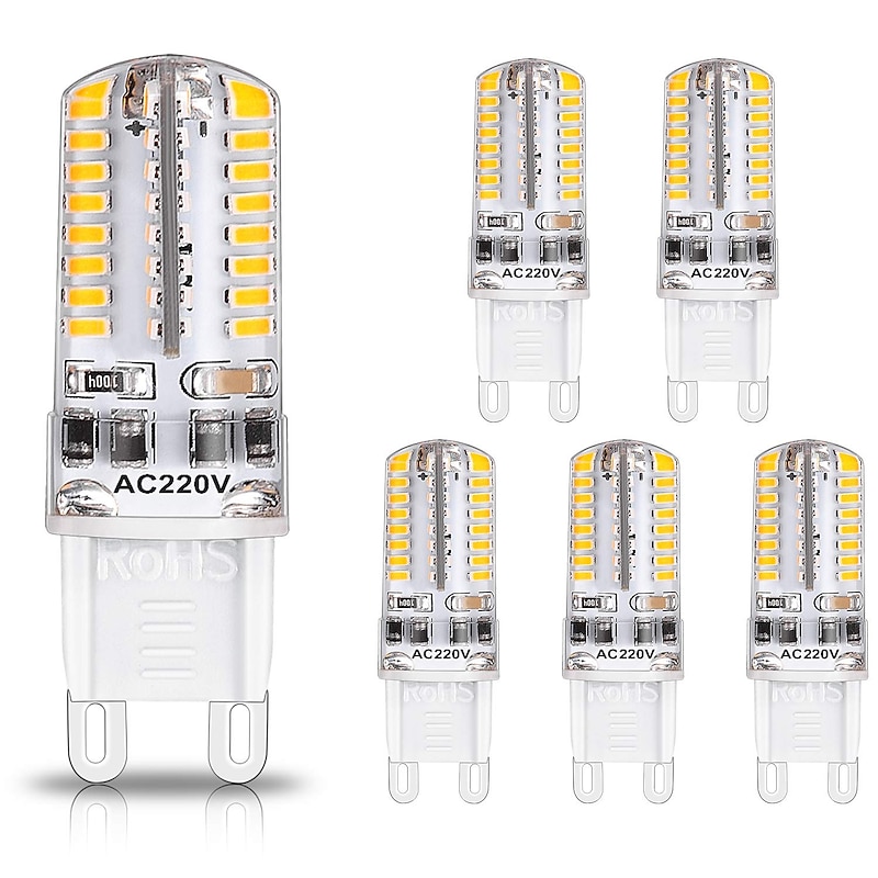 6pcs G9 LED Light Bulbs 3W 30W Halogen Equivalent 250LM 64LEDS Non-dimmable G9 Bulbs for Home Lighting AC220V