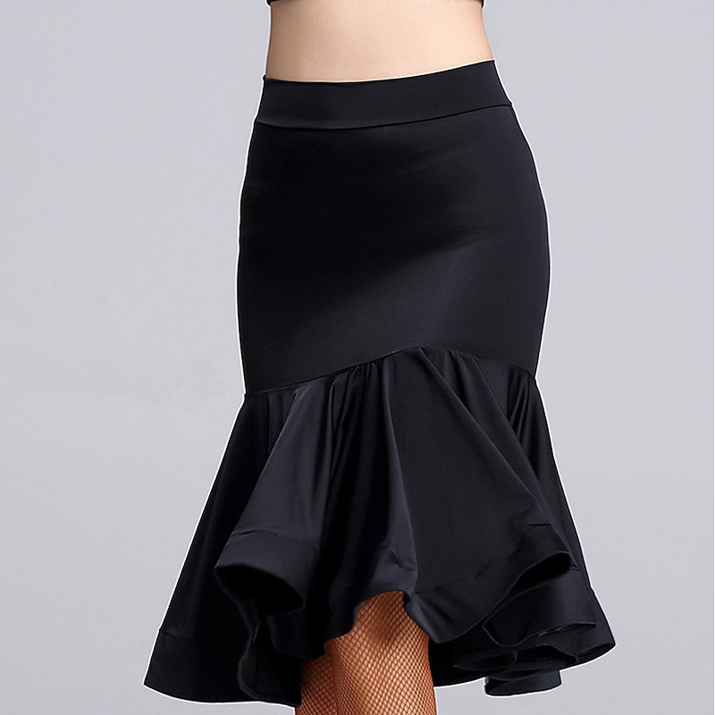 Latin Dance Skirts Draping Split Ruching Women's Training Performance Dropped Spandex3