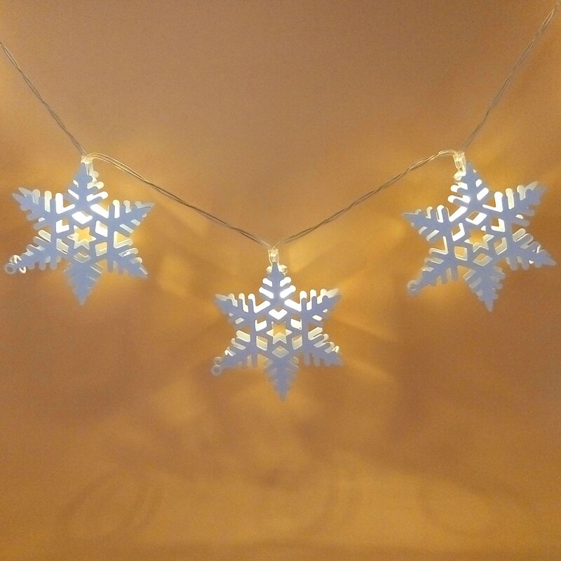 3m String Lights 20 LEDs Iron Snowflake LED Christmas Birthday Party Lights 1 13Keys Remote Controller Warm White Creative Party Decorative 8Mode USB Powered 1 set4