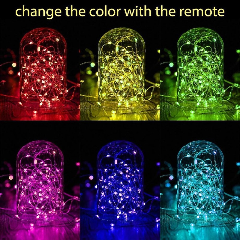 5m String Lights Remote Controls 50 LEDs 1 24Keys Remote Controller 16 Colors Full Color Change Cuttable Gypsophila Firefly Light Christmas Tree Decoration Lights USB Party 5 V 1 set3