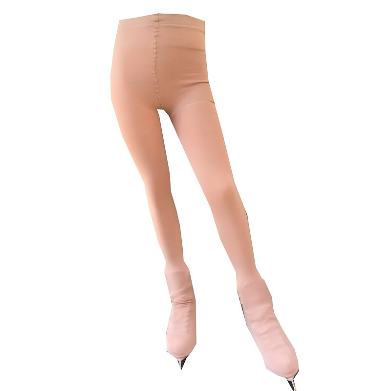 Over The Boot Figure Skating Tights Women's Girls' Ice Skating Tights Leggings Outfits Khaki Fleece Spandex High Elasticity Training Competition Skating Wear Thermal Warm Handmade Classic Long Pant2