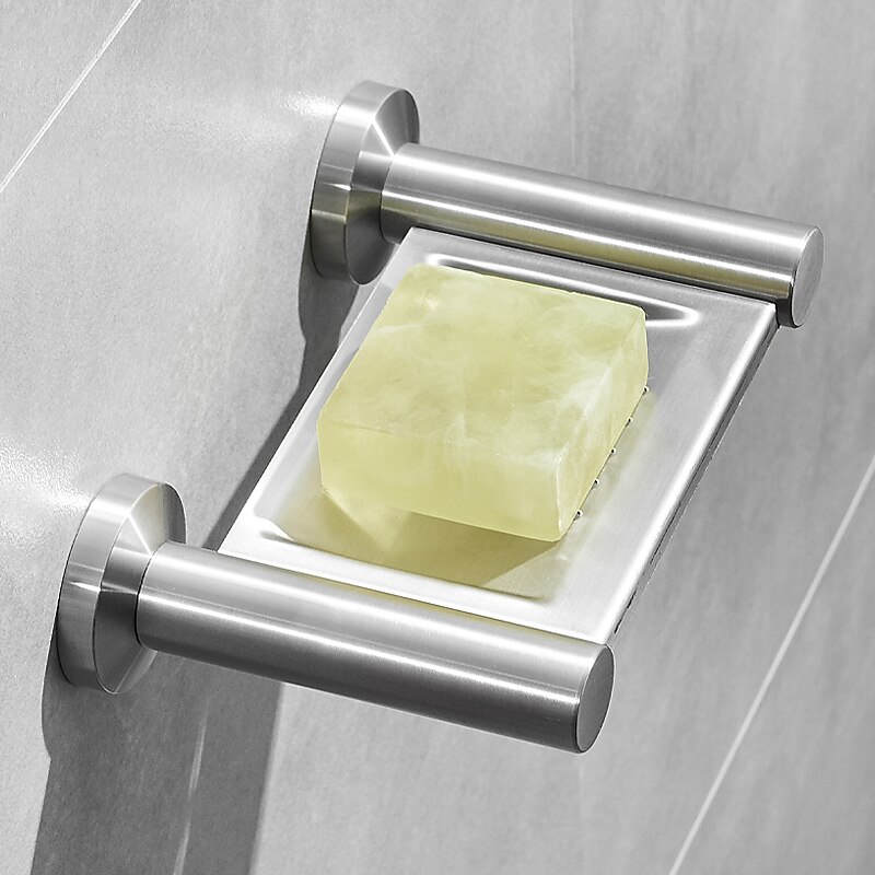 Soap Dishes Holder Creative Modern Stainless Steel Wall Mounted for Bathroom Decor Silvery 1pc2