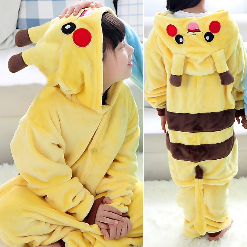 Kid's Animal Onesie Costume Carnival Costume Giraffe Pika Pika Totoro Onesie Pajamas Kigurumi Pajamas Funny Costume For Boys and Girls Carnival Cartoon