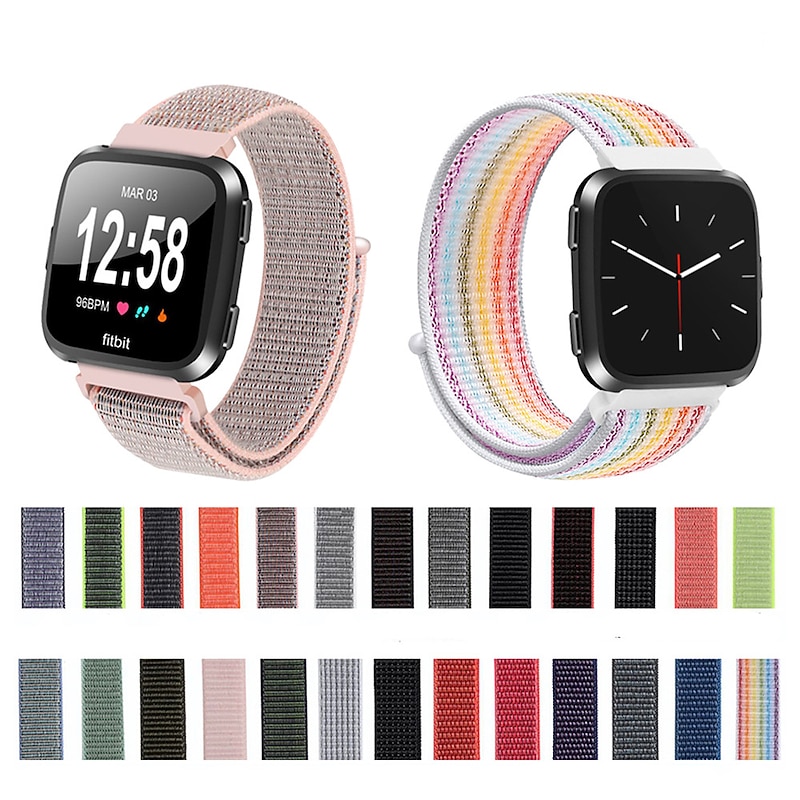 Watch Band for Fitbit Versa 2 / Versa Lite / Versa SE / Versa Fabric Nylon Replacement  Strap Soft Breathable Sport Loop Wristband