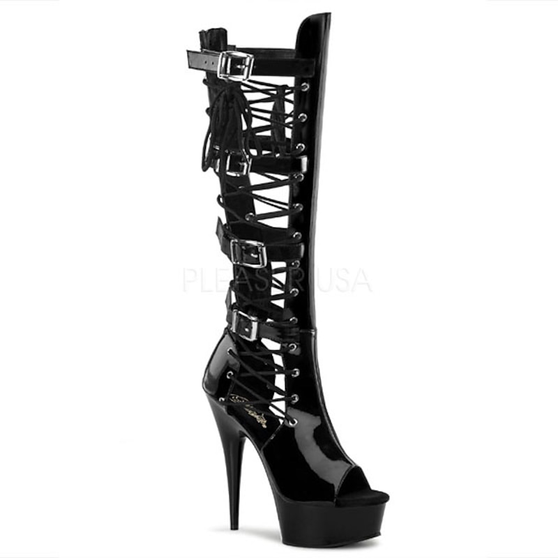 Women's Black Lace - Up Knee - High Platform Boots, Gothic Gladiator Style with High Heel, Perfect for Night Out & Club Looks2