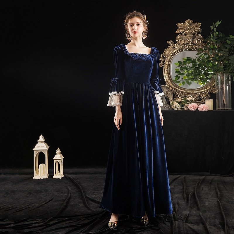 Dress Rococo Baroque Victorian Floor Length Dress Party Costume Masquerade Plus Size Lace Ball Gown Square Fancy Dress Women's Royal Party Halloween Party & Evening Adults' Dress