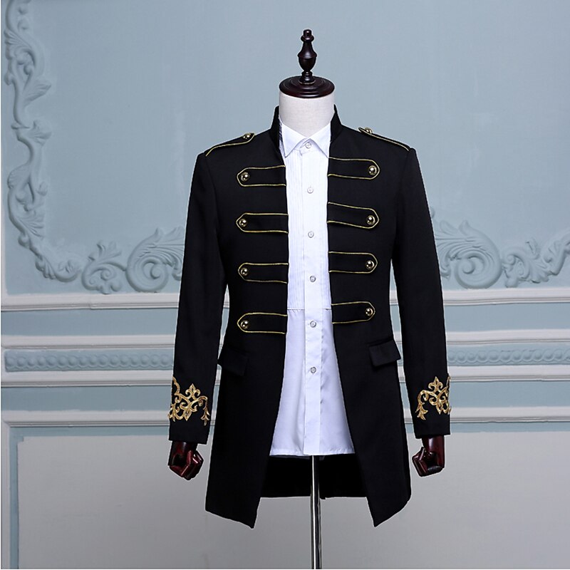 Elegant Classical Retro Vintage Coat Masquerade Outerwear Prince Aristocrat Slim Fit Solid Colored Ball Gown Fancy Dress Men's New Year Valentine's Day Party Masquerade Cocktail Party Adults' Coat