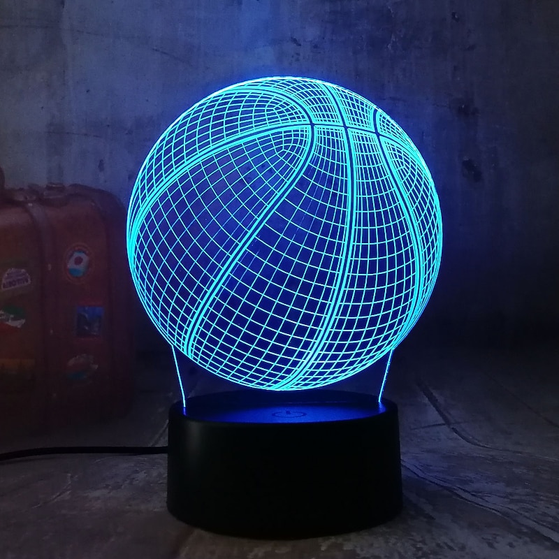 3D Basketball Night Light Optical Illusion Lamp with 7 Colors Changing Smart Touch Birthday Valentine's Day Gift for Sport Fan Boys Girls3
