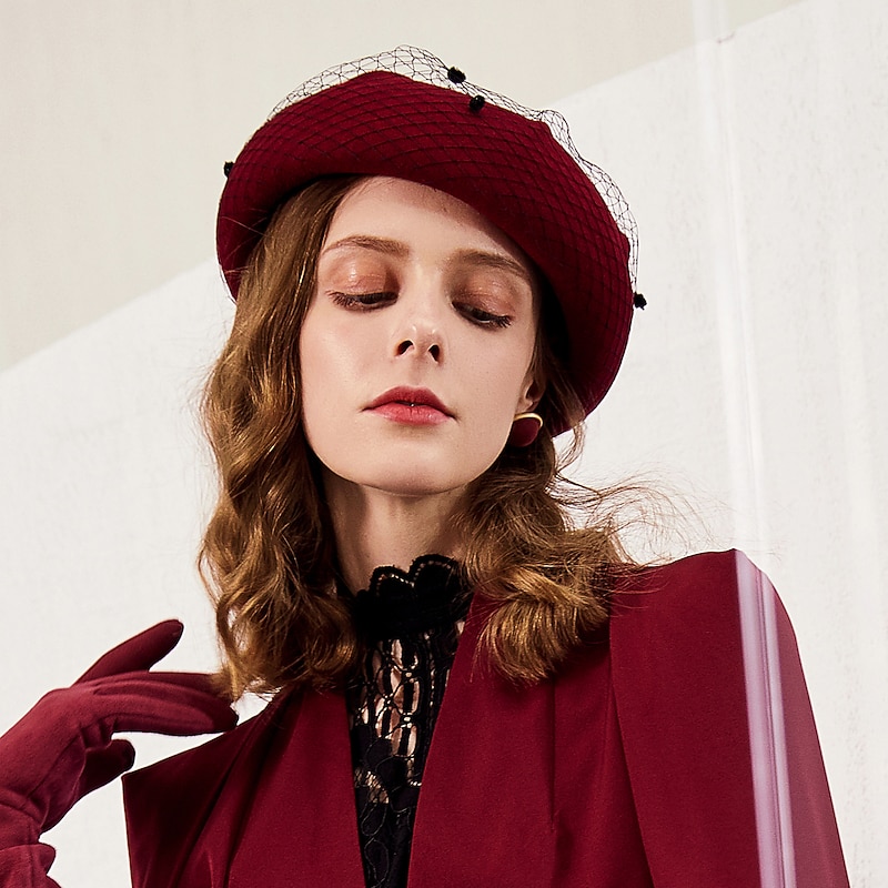 Net Fascinators / Hats with Pure Color 1pc Casual Headpiece3