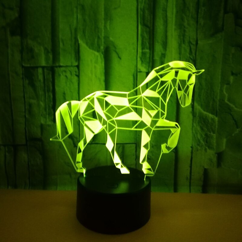 3D Horse Night Light 7 Color Illusion Change LED Table Desk Lamp Acrylic Flat ABS Base USB Charger Home Decoration Toy Brithday Xmas Kid Children Gift2