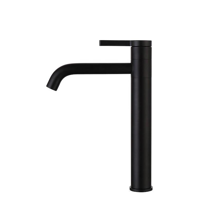Bathroom Sink Mixer Faucet Tall, 360 Swivel Single Rotatable Handle Mono Basin Taps Deck Mounted, Washroom Monobloc Vessel Tap with Cold Hot Hose Chrome Golden Black4