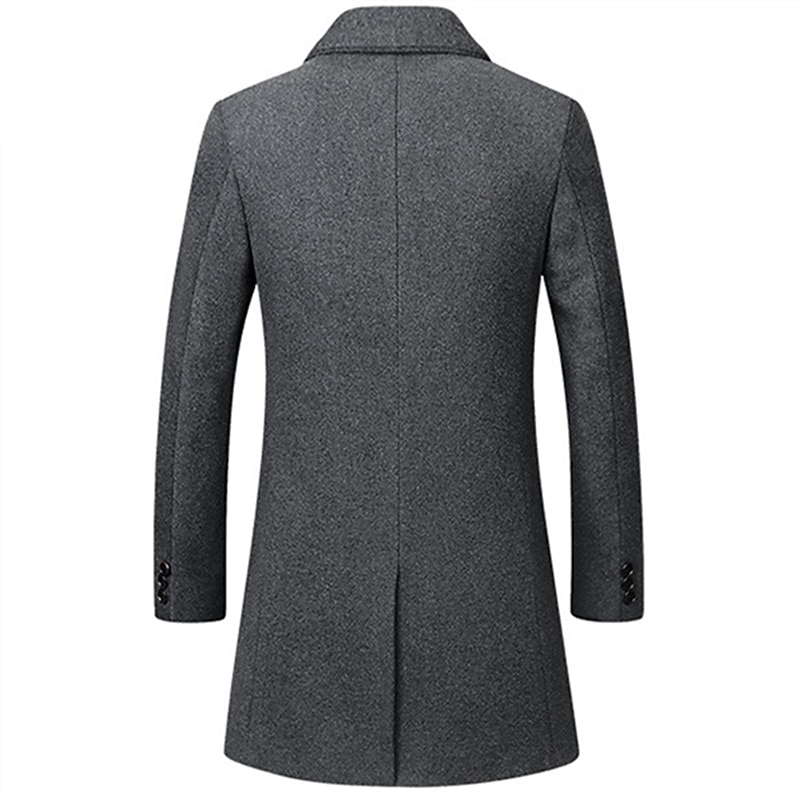 Men's Winter Coat Wool Coat Overcoat Business Casual Winter Wool Outerwear Clothing Apparel Basic Solid Colored Notch lapel collar2
