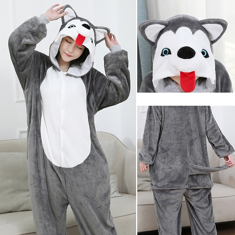 Adults' Animal Onesie Costume Carnival Costume Husky Onesie Pajamas Kigurumi Pajamas For Men and Women Carnival Cartoon
