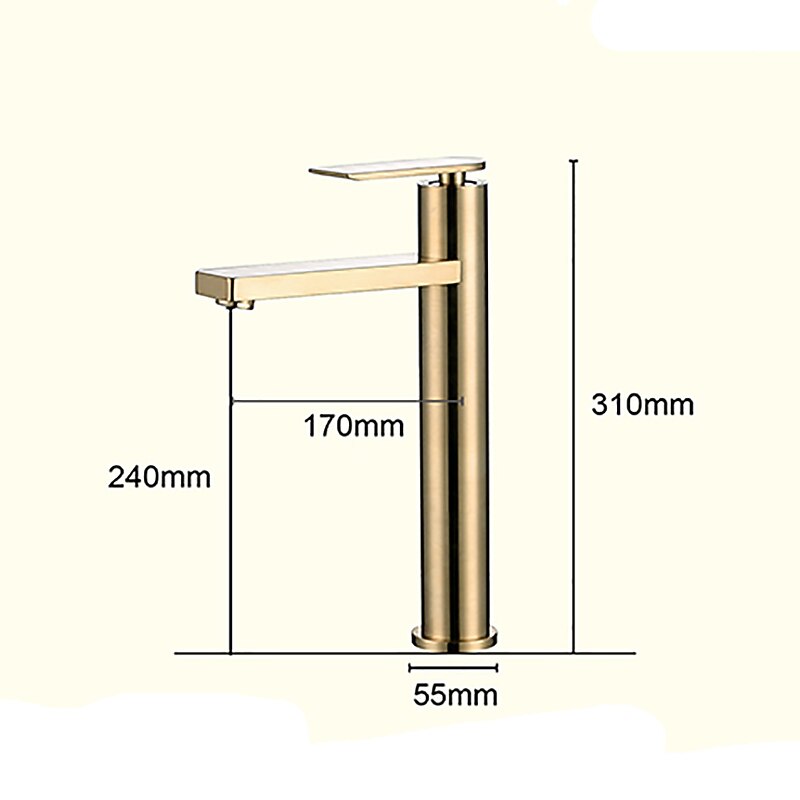 Bathroom Sink Faucet - Single Brushed Gold Centerset Single Handle One HoleBath Taps4
