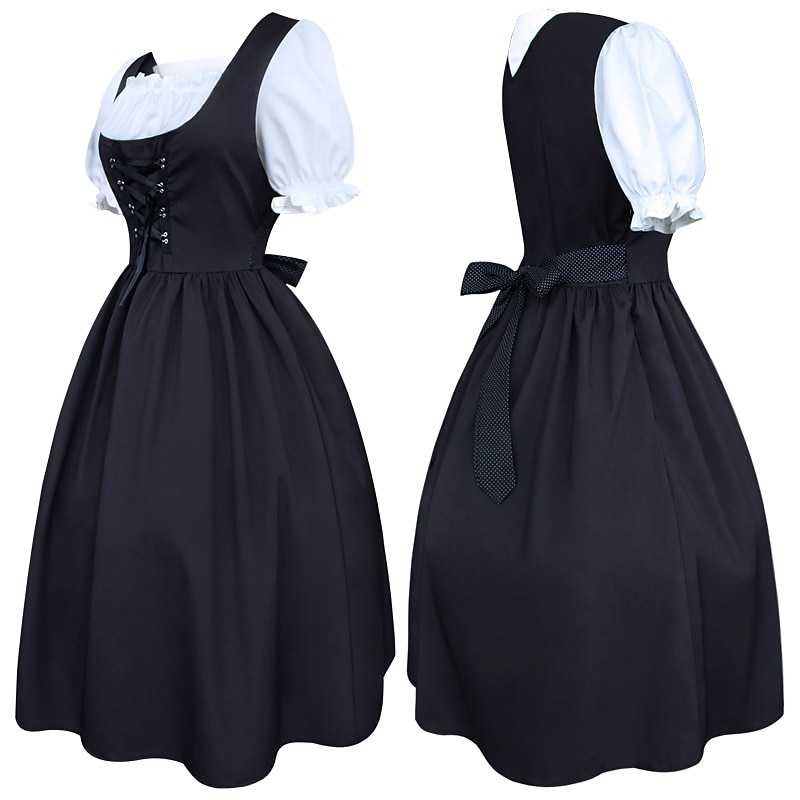 Medieval Renaissance Prom Dress Medium Length Party Costume Masquerade Costume Plus Size Lantern Sleeve Cinderella Movie / TV Theme Costumes Solid Color A-Line Square Neck Notched Fancy Dress Women's2