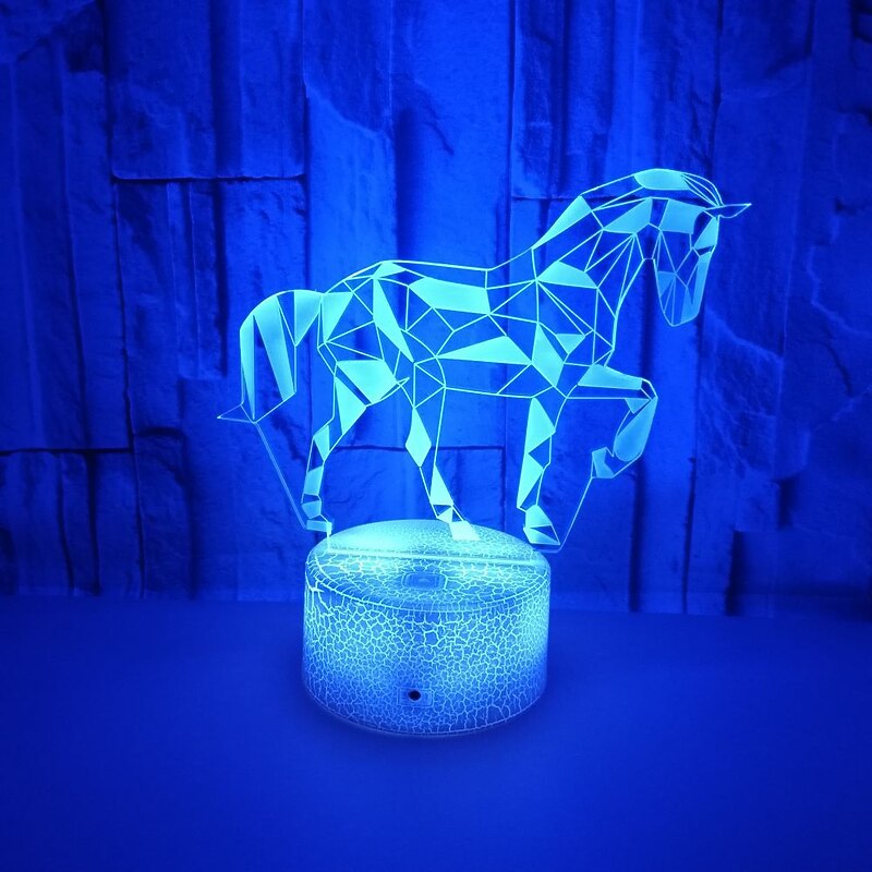 3D Horse Night Light 7 Color Illusion Change LED Table Desk Lamp Acrylic Flat ABS Base USB Charger Home Decoration Toy Brithday Xmas Kid Children Gift3