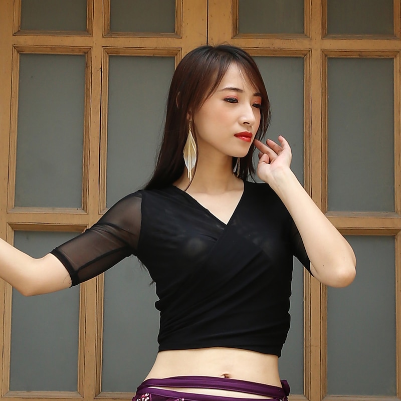 Belly Dance Top Ruching Split Joint Women's Performance Terylene2