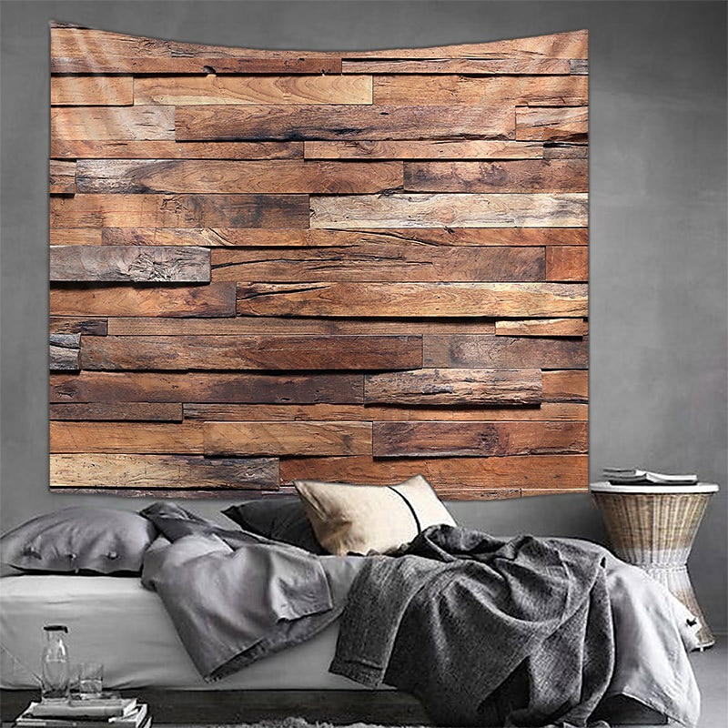 Geometric Hanging Tapestry Wall Art Large Wall Tapestry Decor Backdrop Blanket Curtain Mural Home Bedroom Living Room Decoration Rustic Wood Board Plank2