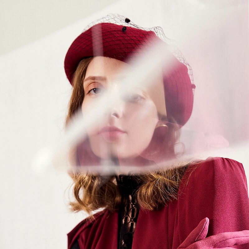 Net Fascinators / Hats with Pure Color 1pc Casual Headpiece4