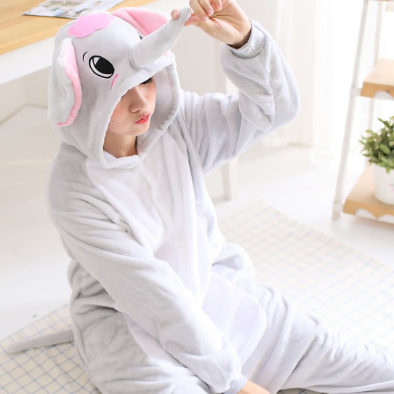 Adults' Animal Onesie Costume Piggy / Pig Elephant Leopard Onesie Pajamas Kigurumi Pajamas Funny Costume For Men and Women Carnival Cartoon