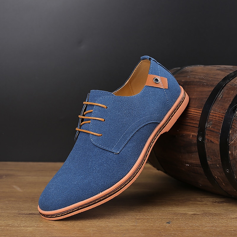 Men's Green Suede Lace-Up Oxford Shoes with Tan Accents, Stylish Casual Dress Shoes for Office and Formal Events3