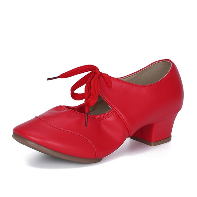 Women's Ballroom Dance Shoes Modern Dance Shoes Practice Heel Solid Color Cuban Heel Silver Black White4