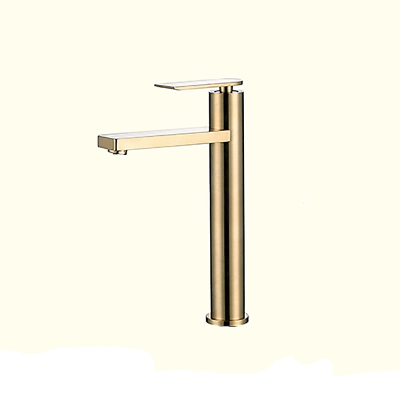 Bathroom Sink Faucet - Single Brushed Gold Centerset Single Handle One HoleBath Taps2