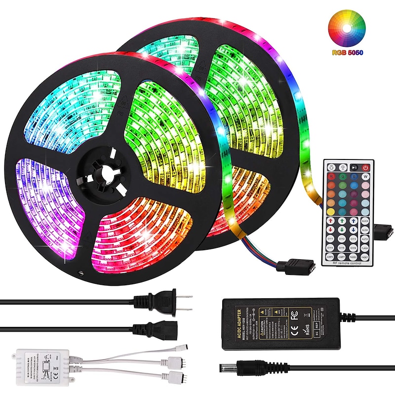 10m 32.8ft LED Strip Light Dimmable Light Sets RGB Color Changing 600 LEDs 5050 SMD Remote Control IP44 for DIY Home Party Décor4