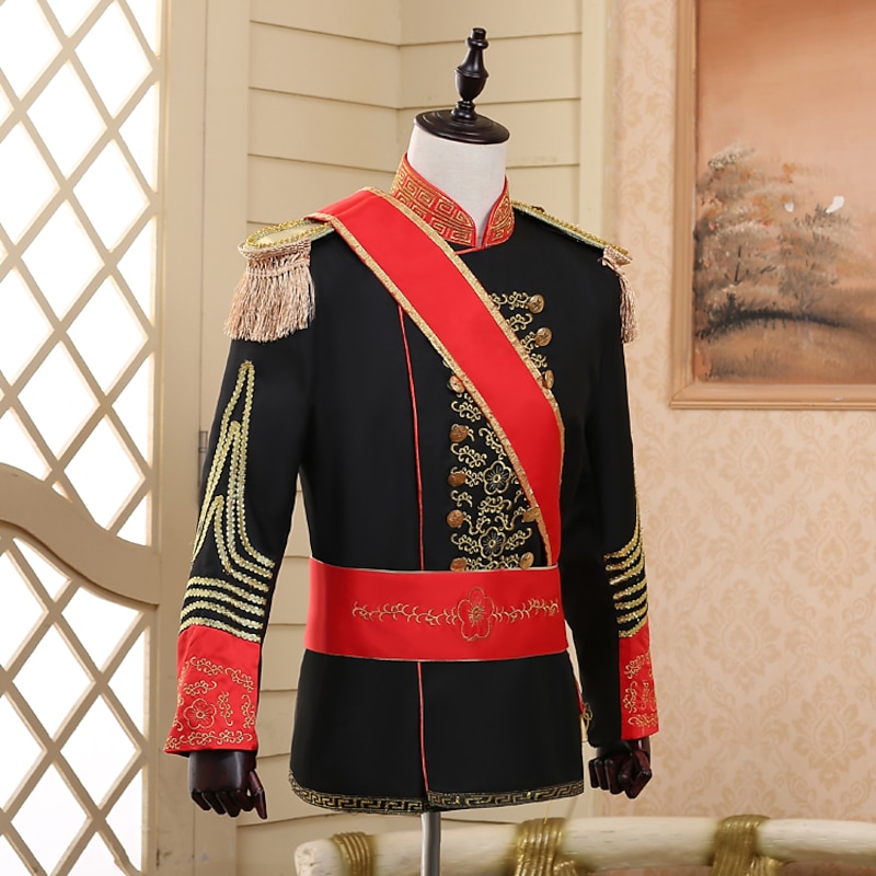 Elegant Retro Vintage Victorian Coat Pants Outfits Prince Corrina victorian Gentleman Solid Colored Ball Gown Fancy Dress Men's Halloween Masquerade Party Queen's Platinum Jubilee 2022 Elizabeth 704