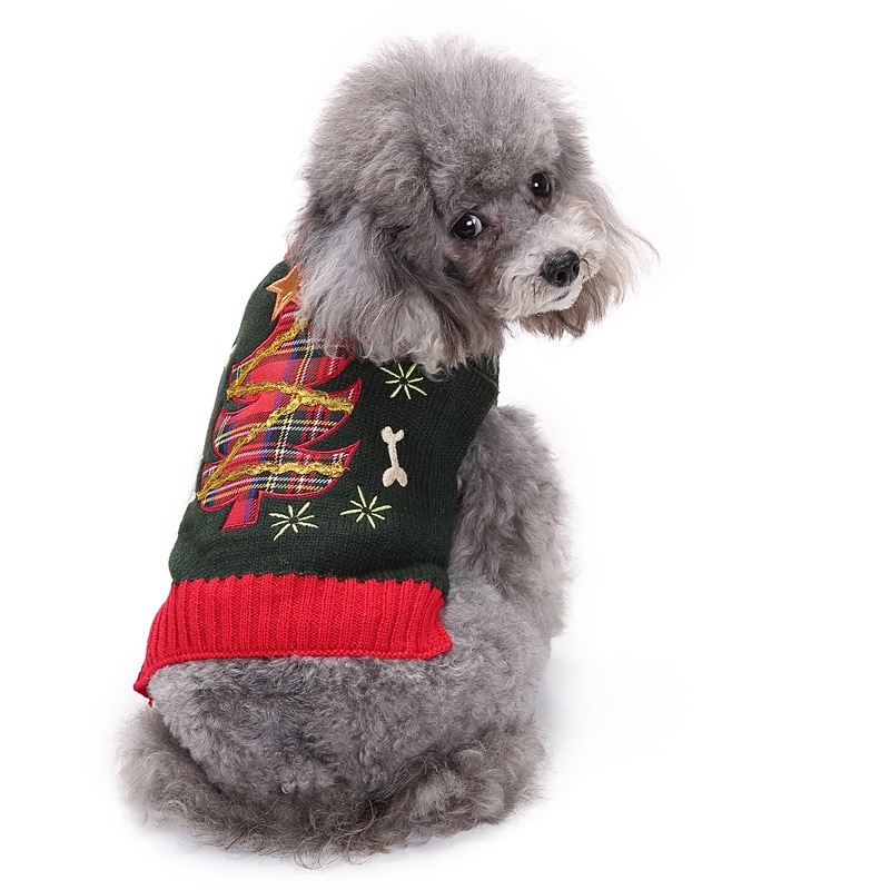Dog Sweater Christmas Costume Puppy Clothes Christmas  Christmas Dog Clothes Puppy Clothes Dog Outfits Gray Costume for Girl and Boy Dog Acrylic Fibers XXS3