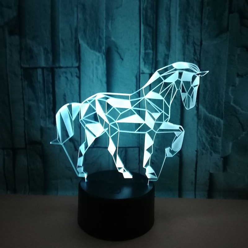 3D Horse Night Light 7 Color Illusion Change LED Table Desk Lamp Acrylic Flat ABS Base USB Charger Home Decoration Toy Brithday Xmas Kid Children Gift4