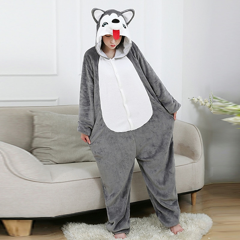 Adults' Animal Onesie Costume Carnival Costume Husky Onesie Pajamas Kigurumi Pajamas For Men and Women Carnival Cartoon2