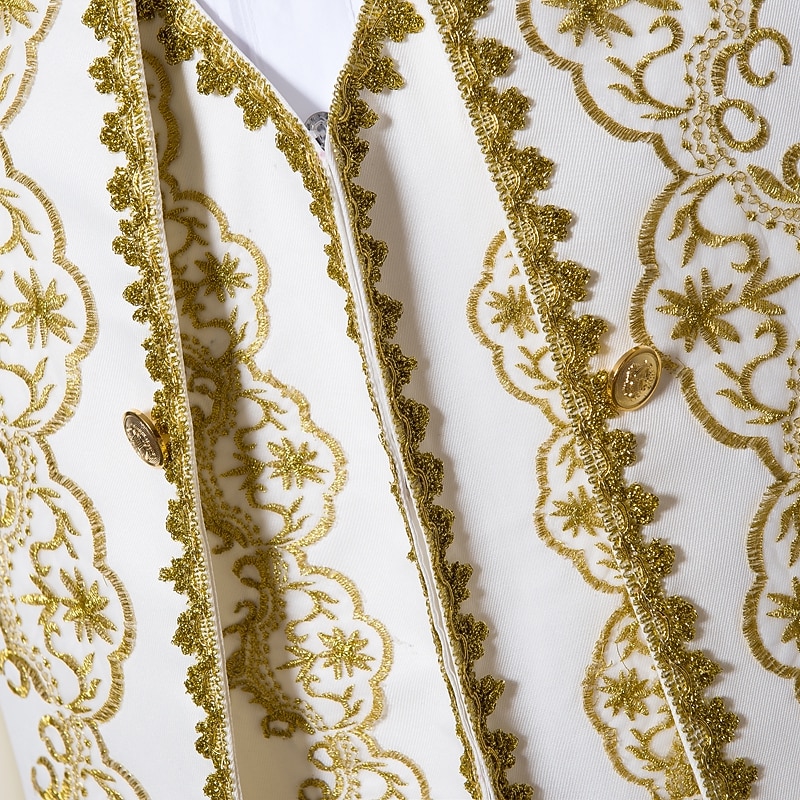 Coat Vest Pants Retro Vintage Medieval Coat Pants Vest Prince Aristocrat Print Jumpsuit / Pantsuit Fancy Dress Men's Party Queen's Platinum Jubilee 2022 Elizabeth 70 Years Adults' Coat Vest Pants3