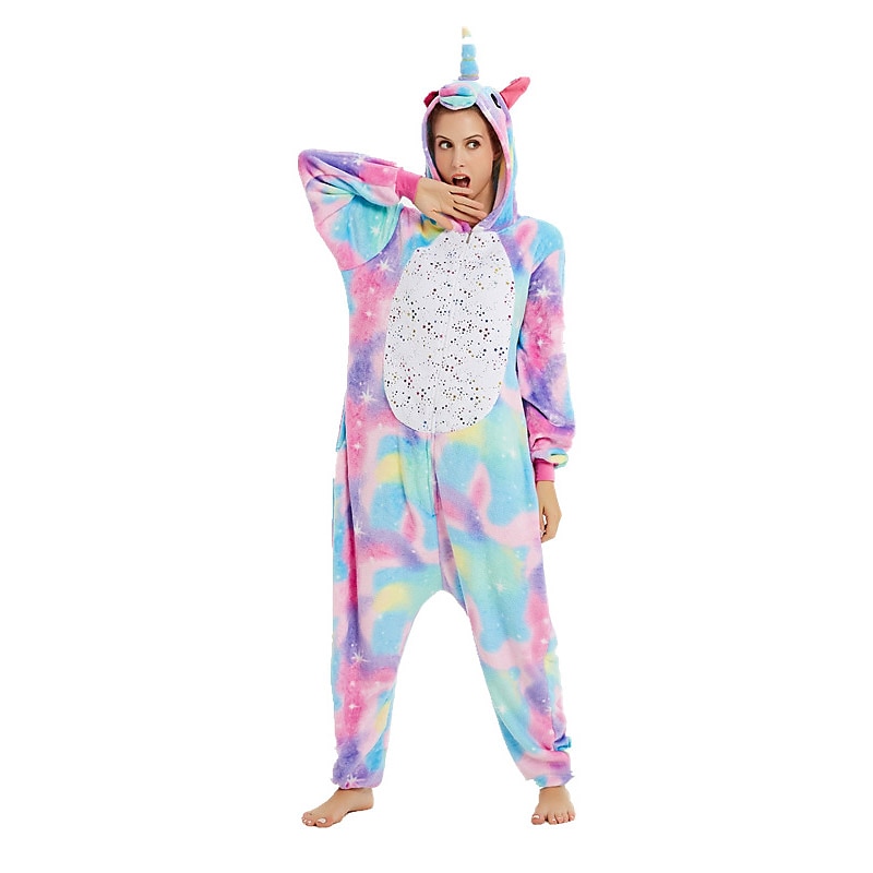 Adults' Rainbow Onesie Costume Carnival Costume Unicorn Flying Horse Onesie Pajamas Kigurumi Pajamas Funny Costume For Men and Women Christmas Carnival New Year Cartoon